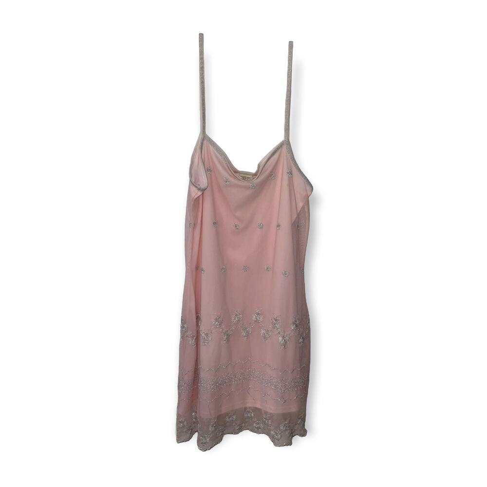 Vintage 976 Clue Sz 3 pink dress with silver embellishment